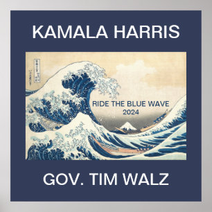 AFFICHE KAMALA HARRIS MARCHE LA VAGUE BLEUE 2024
