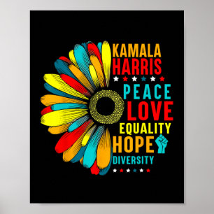 Affiche Kamala Harris Peace Love Equality Hope Diversity