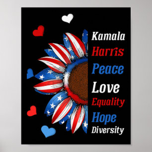 Affiche Kamala Harris Peace Love Equality Hope Diversity 1