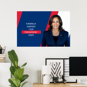 Affiche Kamala Harris Pour Président 2024 Rouge Blanc & Bl