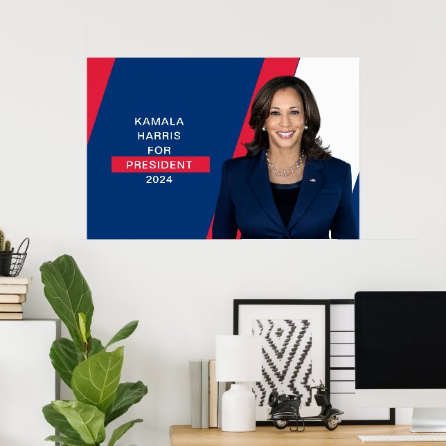 Affiche Kamala Harris Pour Président 2024 Rouge Blanc & Bl (Bureau à domicile)