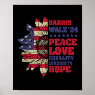 Affiche Kamala Harris Tim Walz 2024 Lgbt de Paix Harris Wa