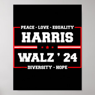 Affiche Kamala Harris Tim Walz 2024 Lgbt de Paix Harris Wa