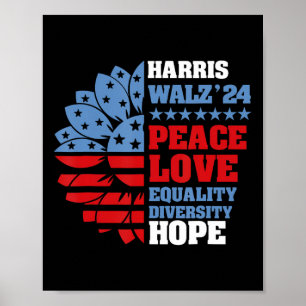 Affiche Kamala Harris Tim Walz 2024 Lgbt de Paix Harris Wa