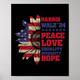 Affiche Kamala Harris Tim Walz 2024 Lgbt de Paix Harris Wa