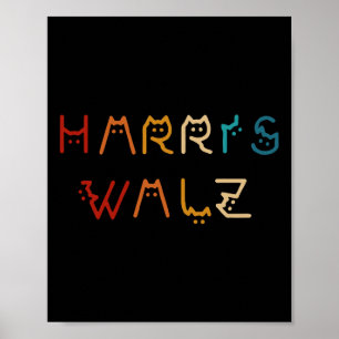 Affiche Kamala Harris Walz Walz Valse 2024 Chat Lettering