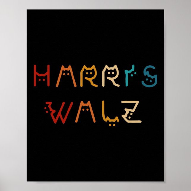Affiche Kamala Harris Walz Walz Valse 2024 Chat Lettering  (Devant)