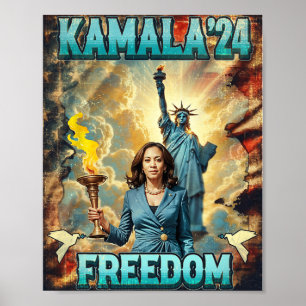 Affiche Kamala Pour Le Président Slogan Statue Liberty Pro