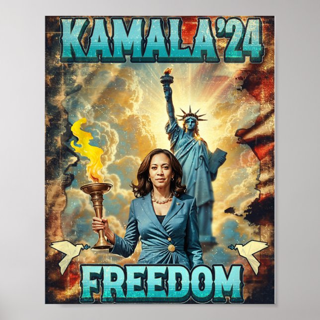 Affiche Kamala Pour Le Président Slogan Statue Liberty Pro (Devant)