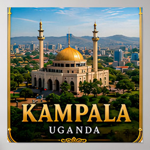 Affiche Kampala Sept Collines et Mosquée Nationale d'Ougan