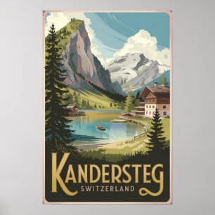 Affiche Kandersteg Suisse Illustration Voyage Art