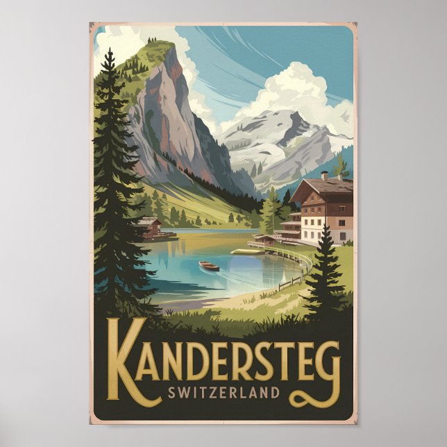 Affiche Kandersteg Suisse Illustration Voyage Art (Devant)