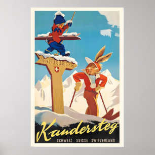 Affiche Kandersteg Suisse Schweiz Suisse Ski Vintage