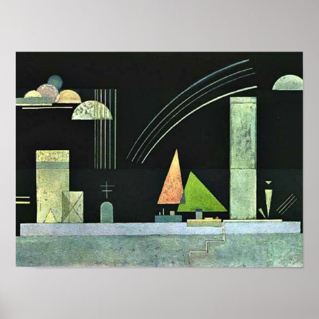 Affiche Kandinsky - Au repos, œuvre d'art abstrait (Devant)