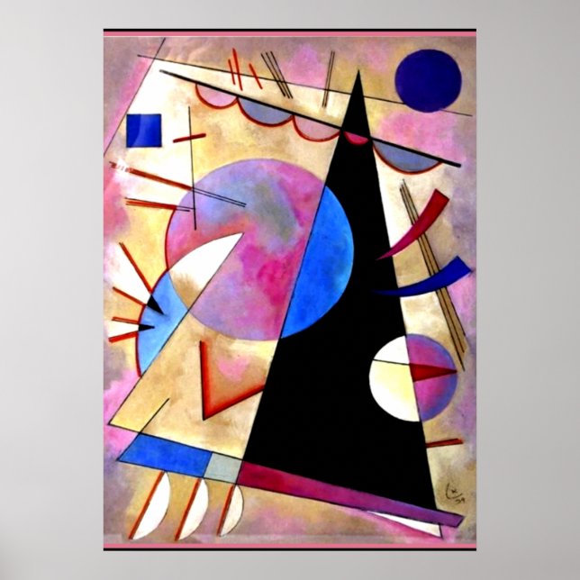 Affiche Kandinsky - Cubisme Abstrait avec rose et blues (Devant)
