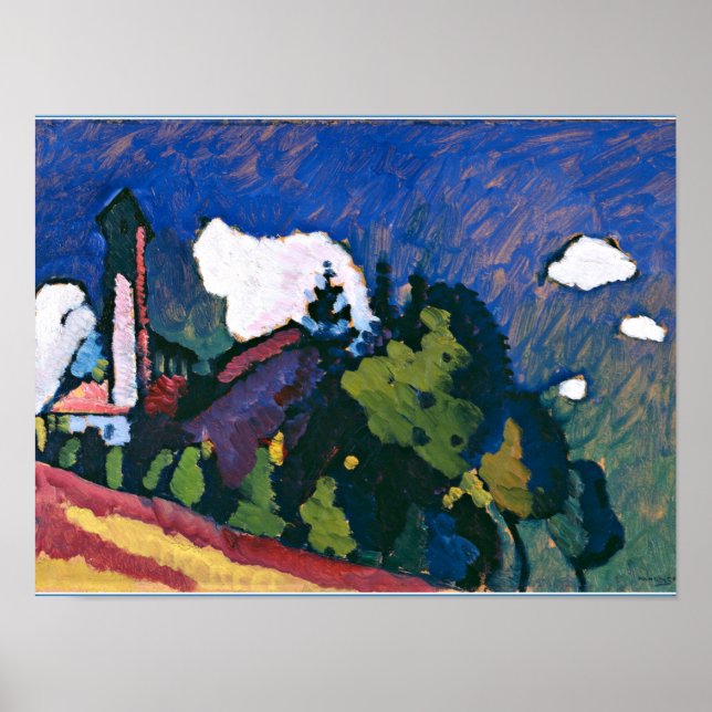 Affiche Kandinsky - Étude pour le paysage avec tour (Devant)