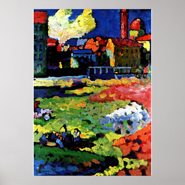 Affiche Kandinsky - Munich-Schwabing avec l'église de St (Devant)