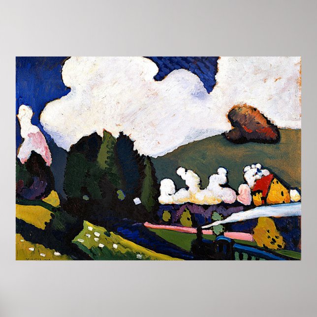 Affiche Kandinsky - Paysage près de Murnau avec Locomotive (Devant)