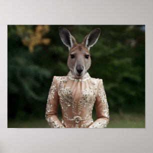 Affiche Kangaroo à la mode en tenue Couture