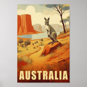 Affiche Kangaroo Australie célèbre Vintage voyage Place