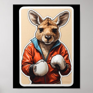 Affiche Kangaroo Boxer Design - Playing Boxing Kangaroo Ar