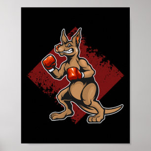 Affiche Kangaroos Drôle Avec Gants Boxer Puncher K