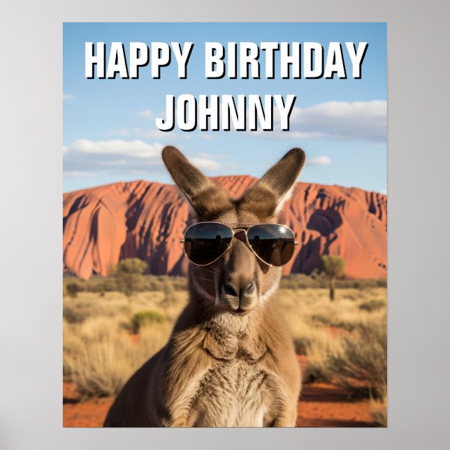 Affiche Kangourou avec lunettes de soleil à Uluru Australi (Devant)