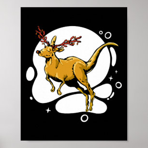 Affiche Kangourou de Noël drôle de Renne Australie Hommes