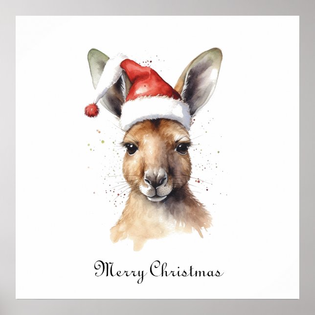 Affiche Kangourou de Noël, personnalisable (Devant)