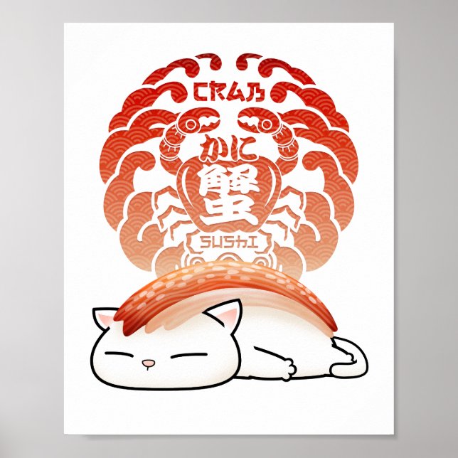 Affiche Kani Crab Sushi Chat (Devant)