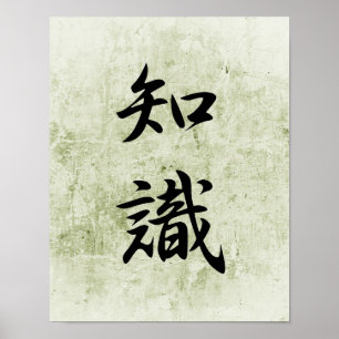 Affiche Kanji japonais pour la connaissance - Chishiki