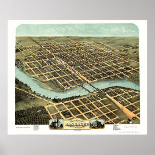 Affiche Kankakee, IL Carte panoramique - 1869
