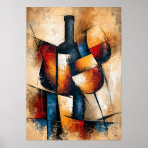 Affiche Kanpai Wine Forms Abstrait Géométrique Japonais