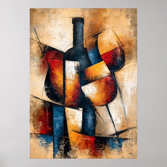 Affiche Kanpai Wine Forms Abstrait Géométrique Japonais (Devant)
