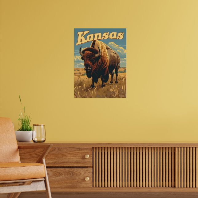 Affiche Kansas Bison Vintage (Salon 2)