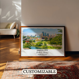 Affiche Kansas City Kansas, Aquarelle, Sur mesure