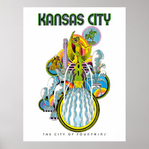 Affiche Kansas city, la ville des fontaines,