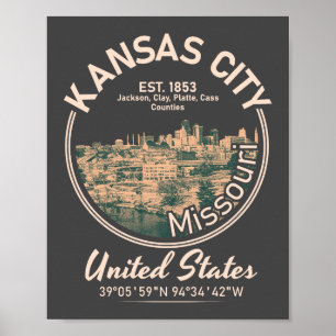 AFFICHE KANSAS CITY - MISSOURI VINTAGE
