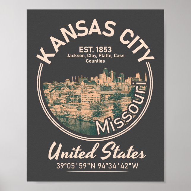 AFFICHE KANSAS CITY - MISSOURI VINTAGE (Devant)