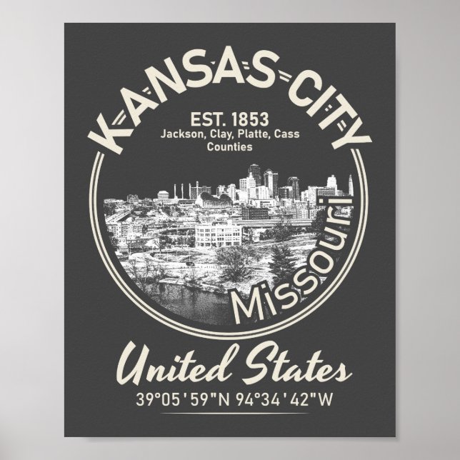 AFFICHE KANSAS CITY - MISSOURI VINTAGE (Devant)