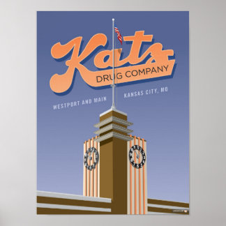 Affiche Kansas City Points de repère : Katz Drogues - 12 x