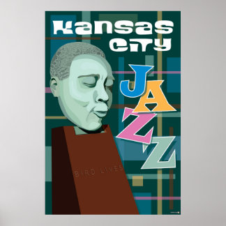 Affiche Kansas City Points de repère : KC Jazz - 24 x 36