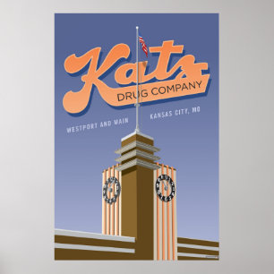Affiche Kansas City Points de repère : Médicaments Katz - 