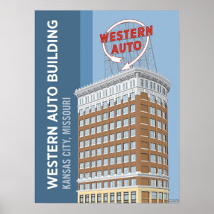 Affiche Kansas City Points d'intérêt : Western Auto - 18 x