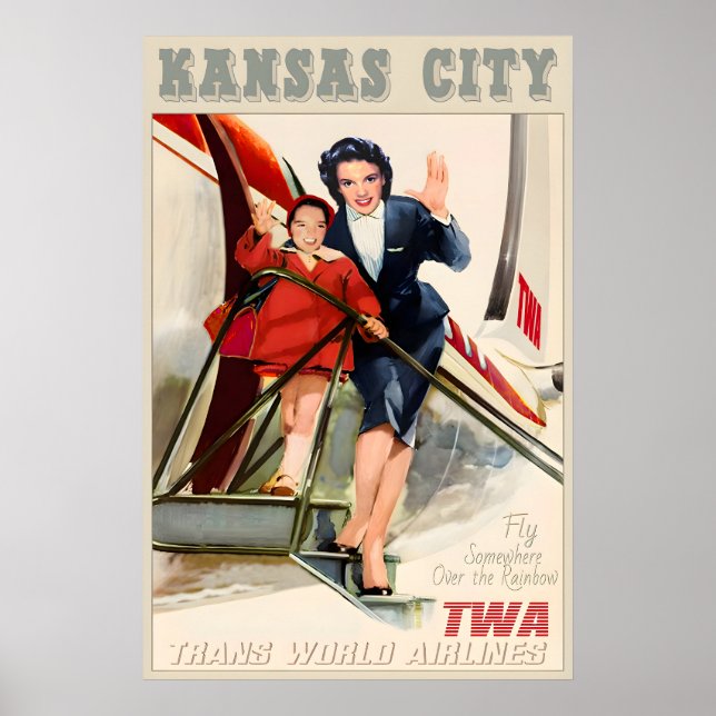 Affiche Kansas City TWA Trans World Airlines New Retro (Devant)