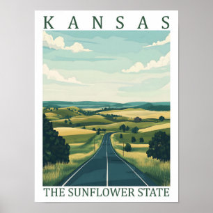 Affiche Kansas Sunflower State USA Travel Place