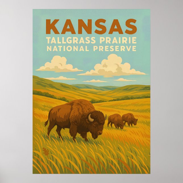 Affiche Kansas Tallgrass Prairie Réserve nationale V01 (Devant)