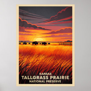 Affiche Kansas Tallgrass Prairie Réserve nationale V05
