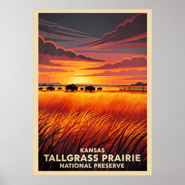 Affiche Kansas Tallgrass Prairie Réserve nationale V05 (Devant)