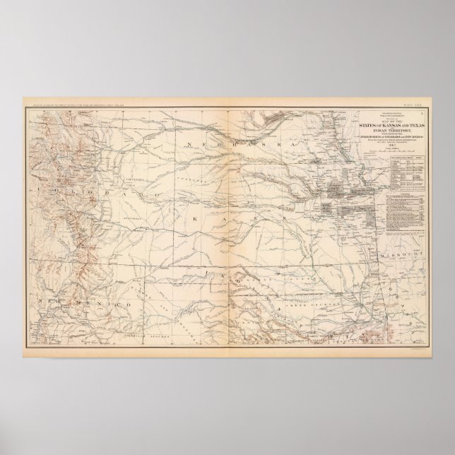 Affiche Kansas, Texas, Territoire Indien (Devant)